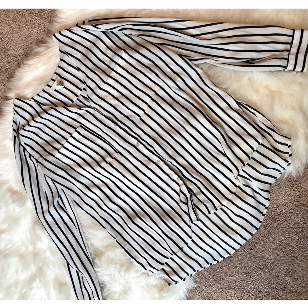 Button down stripe blouse